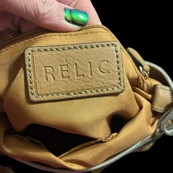 Relic Triple Zip Paisley Print Crossbody Bag with Brown Accents - Picture 10 of 12